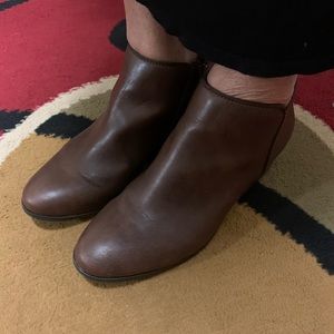 Brown faux leather ankle boots